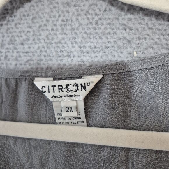 Vtg Citron Santa Monica Women's Grey Silk Sleeveless Paisleys Tank Top 2X - Picture 4 of 7